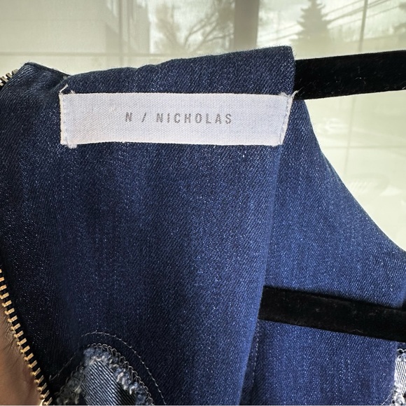 N/Nicholas Denim Side Flare Dress Sleeveless Asymmetrical Mini Size 2 (XS-S) - Picture 11 of 14